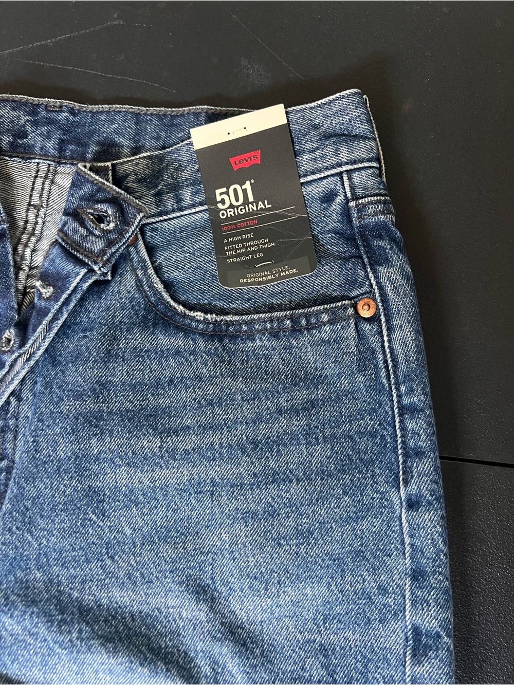 Levi's women’s 501 Straight Blue Distressed Jeans - Picture 2 of 7